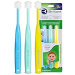 Brilliant Baby Toothbrush by Baby Buddy - For Ages 4-24 Months, BPA Free, Micro Bristles Clean All-Around Mouth, Kids Love Them, Blue-Mint-Yellow, 3 Count