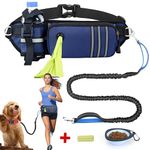 Fidqiog Hands Free Dog Leash with Zipper Treat Pouch & Dual-Handle Reflective Bungee, Dog Harness Waist Leash for Small Medium Large Dogs Training Walking Jogging Running Accessories (for 1 Dog)