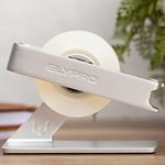 ELYPRO Modern Tape Dispenser for Office Desk - Elegant and Minimalist Design, Heavy Metal Made, Space-Saving, Perfect for Office & Home Use or as a Stylish Gift - Bonus Tape Roll Included (Silver)