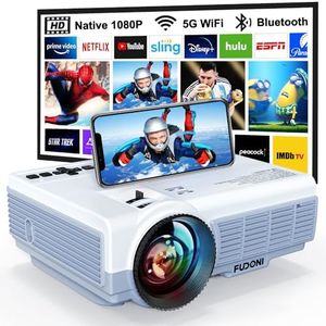 Projector with WiFi and Bluetooth, 5G WiFi Native 1080P 9500L 4K Supported, FUDONI Portable Outdoor Projector with Screen for Home Theater, Compatible with HDMI/USB/PC/TV Box/iOS and Android Phone