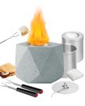 Tabletop Fire Pit Bowl, Outdoor Fireplace Smores Maker Kit, Solo Stove Table Top FirePits, Indoor S'Mores Kit Smokeless Alcohol Ethanol Small Fire Pits for Outside Patio/Home Decor/Garden/Gift Gray