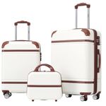 Merax luggage sets of 3 with TSA Lock and Spinner Wheels, Hardshell Carry on Luggage Lightweight Suitcase Se, White（3 Piece-20+24+case), 3 Piece-20+24+case