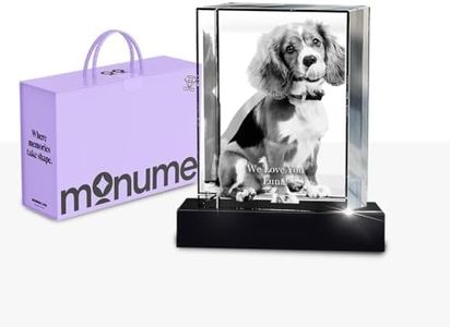 Monume 3D Pet Memorial Frame (3.6"x2.6") – Laser Engraved 3D Crystal Photo Made from Clear-Cut Crystal Glass – Custom Dog Memorial Gifts for Remembrance Keepsake of Dog or Cat