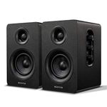 Sanyun SW208 3" Active Bluetooth 5.0 Bookshelf Speakers - 60W Carbon Fiber Speaker Unit - Built-in 24bit DAC - Dynamic 3D Surround Sound - 2.0 Computer PC Monitor Gaming Speakers (Pair, Black)