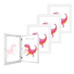 8.5x11 Picture Frame, PMZM 4 Pack Kids Artwork Picture Frame 180 Degrees Front Opening Holds 180 Pcs Kids Art Work, Photo, Certificate,3D, Craft (White)