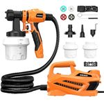 ZORUMAN 800W Power Paint Sprayer with 3 Spray Patterns Max 1100ml/min, 2x800ml Detachable Containers, 4 Copper Nozzles, 2m Hose Paint Spray Gun, Ideal for Walls,Ceilings,Gardens,Decks, Home Painting