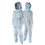 BEEKEEPING XPERT Three Layer Ultra Ventilated Beekeeping Suit for Men and Women with Fencing Veil, Professional Sting Proof Beekeeper Suit, Premium White Fabric Polycotton Bee Suit (Medium)