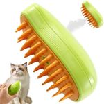 Cat Steamy Brush for Shedding, 3 in 1 Spray Cat Brush,Multifunctional Dog Steamer Brush with Water Tank ,USB Electric Spray Cat Hair Brush, Pet Massage Steamy Brush Grooming Brush for Cat and Dog (Green)