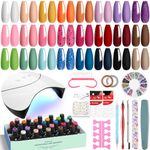 VANREESA Gel Nail Polish Set with Lamp Starter Kit 24 Colours Gel Nail Kit with Base Top Coat Red Pink Blue Gels Polish Set Nails Salon Set Gifts for Women