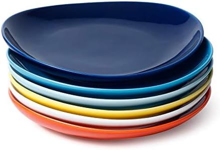 Sweese Porcelain Dessert Plates - 7.8 Inch Salad Plates, Small Plates Appetizer Plates Set of 6 - Dishwasher, Microwave, Oven Safe - Rainbow Palette Color