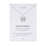 LUUK LIFESTYLE Necklace with ribbed coin pendant, vintage-chic inspired, jewlery gift for best friend I her, little eye-catcher for everyday, silver