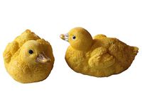 Floating Resin Duck Figurine Pond Décor Garden Lawn Patio Outdoor Statue Yellow (Set of 2)