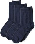 Jefferies Socks Boys' Big Three-Pack Rib Crew Socks, Navy, Large