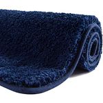 SFLXO 100cm x 60cm Non Slip Bath Mat Machine Washable Bath Mats For Bathroom Durable Soft Bath Rugs Water Absorbent Bathroom Mats Fluffy Microfiber Bath Rug Navy Blue