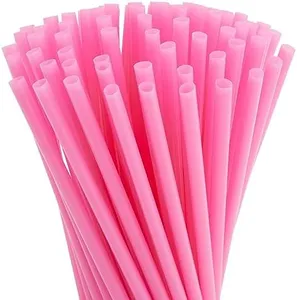 Juvale 300-Pack Pink Plastic Straws for Birthday Party, Baby Shower, Weddings and Gatherings, 10 Inches Long Fun Pink Straws Plastic for Cocktails, Coffee, Juice, Water, Iced Tea and More