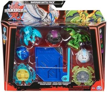 Spin Master Bakugan Blue Base Battle Pack Action Figure Set, Special Attack Ventri, Special Attack Dragonoid, Titanium Bruiser, Titanium Trox, Smoke, 6066988