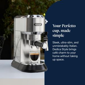DeLonghi Dedica Espresso Machine – Silver Compact Coffee Maker