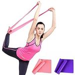 Natural Latex Elastic Exercise Bands, DD Yoga Pilates Physical Therapy Fitness Stretch Strength Training Free Resistance Bands (2PCS Purple&Pink)