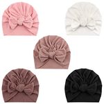 DRESHOW 5 Pieces Baby Turban Hats Turban Bun Knot Baby Infant Beanie Baby Girl Soft Cute Toddler Cap