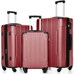 Merax Luggage Set 3 Piece Expandable Lightweight Spinner Suitcase with Corner Guards, Red., 3-Piece Set (20/24/28), 3-piece Set(20/24/28)