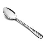 E-far 12-Piece Stainless Steel Hammered Dinner Spoons Set, Modern Silver Large Soup Spoons for Home, Kitchen, Restaurant, Round Edge & Mirror Polished, Dishwasher Safe - 7.9 Inches