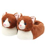 Aopuro Novelty Women Animal Slippers Cute Soft Plush House Shoes Fluffy Warm Slippers Cartoon Gifts for Birthday Christmas, Brown Cat, 7-8