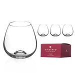 DIAMANTE Stemless Wine Glasses Set of 4 ‘Auris’ – Undecorated Crystal Wine Glasses with no stem, stemless Gin Glasses – Box of 4