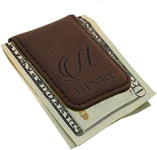 The Wedding Party Store Personalized Magnetic Money Clip - Custom Engraved for Men, Him, Dad (Brown)
