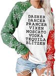 essential cocoon Womens Reindeer Alcohol Christmas Sweatshirt Dasher Dancer Prancer Vixen Moscato Vodka Blitzen Xmas Pullover, Light Gray, Large