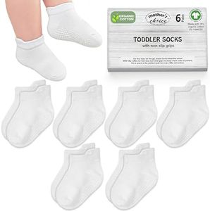 Mother's Choice Organic Cotton GOTS Certified Ankle Baby Socks 6 Pairs, 6M - 5Y For Infants & Toddler Socks Non Slip Baby Girl & Boy Socks (US, Age, 1 Year, 3 Years, White)