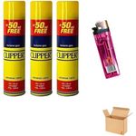 ANGIX 3 x Clipper Gas 300ml Clipper Butane Gas Fuel Lighter Refill Ideal for BBQ, Camping, Kitchen & Cooking Lighter | Clipper Gas Refill Lighter Fluid Bottle, Yellow