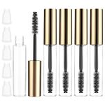 10ml Empty Mascara Tube,5 Pcs Mascara Tubes Empty for Castor Oil,Clear Mascara Tube with Wand,Empty Mascara Tube and Wand(gold)