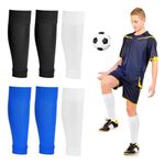 Peaken Football Sock Sleeve, 3 Pair Team Leg Sock Black Sock Sleeve Football for Football Running or Training Beginner (Kids, Black/Blue/White)