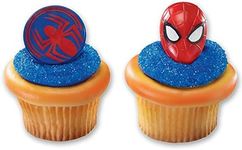 Spiderman Mask and Spider Cupcake Rings - 24 ct