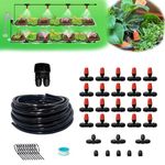 AWOWZ 59FT/18M Mist Irrigation Kits Plant Watering System, 1/4”Drip Tubing Hose and Two-Ways Connector, 20pcs Locking Misters, DIY Automatic Drip Irrigation Kit for Lawn, Garden, Greenhouse, Farm