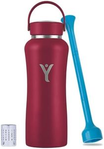 DYLN Alkaline Water Bottle | Portable Hydrogen Water Bottle Creates Hydrogen-Rich Water up to 9.5 pH | Vacuum Insulated Stainless Steel Keeps Water Cold for 24 Hours | 40 oz, Crimson Red