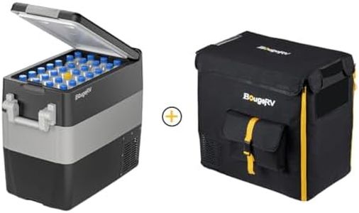 BougeRV 12V Portable Refrigerator 53 Quart Car Freezer Fridge Electric Cooler12V/24V DC 110~240Volt AC for Camping (Included: 53Qt Insulated Cover)