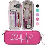 BOVKE Hard Stethoscope Case for 3M Littmann Classic III, MDF Acoustica Lightweight, Lightweight II S.E. Stethoscope,Extra Room for Medical Bandage Scissors EMT Trauma Shear and LED Penlights,Raspberry