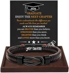 Btysun Middle School Graduation Gifts, Graduation 2025 Gifts Mens Leather Bracelet High School Grad Gift for Teen Enjoy the Journey Jewelry Gift Set
