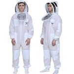 BeeXZilla Sting Proof Three Layer Ultra Ventilated Mesh Beekeeper, Beekeeping, Protective Bee Full Suit With Fencing Veil, White, Medium