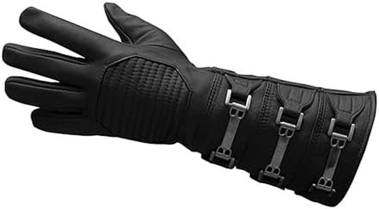 Real Leather Cosplay Mens Long Gauntlets Costume Glove, Left Hand - Black Glove, Medium