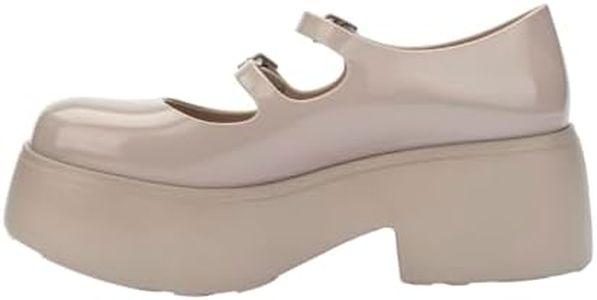 Melissa Farah Platform Mary-Jane Jelly Shoe for Women - Lightweight, Adjustable Double Straps, Platform Closed-Toe Shoe with Chunky Heel, Beige, 8