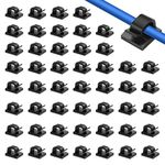 ALBOYI 50 PCS Cable Clips, Cable Management Clips with Strong Self-Adhesive, Light PC Wire Plastic Cable Tidy Clips Organizers for Homes, Offices and Multi Cords Holder Under Desk, Black