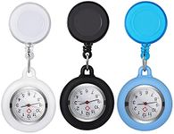 Fob Watch Doctor Retractable Fob Watches Clip- on Hanging Lapel Watches with Second Hand for Nurses- 3PCS
