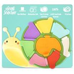 BoBaby Snail Snacker - Toddler Snack Container with 8 Sections and Lid | Food Grade Materials | Dishwasher Safe | Non-Skid Base | for Kids, Babies, Home & Travel | Educational (Yellow)