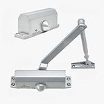 Fortstrong Door Closer FS-1306 Automatic Adjustable Closers, Residential Grade 3 Spring Hydraulic Auto Door-Closer, Easy Installation with Life Size Fitting Template & Instructions Silver Aluminum