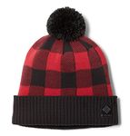 Columbia Unisex Palmer Peak Pom Beanie, Red Lily Check/Shark, One Size