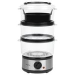 Salter 3 Tier Electric Food Steamer - 7.5L, Stackable Steaming Baskets, Dishwasher Safe, BPA Free Includes Rice Bowl, 60 Minute Timer, Compact Storage, Healthy Cooking Vegetables & Fish, 500W, EK2726