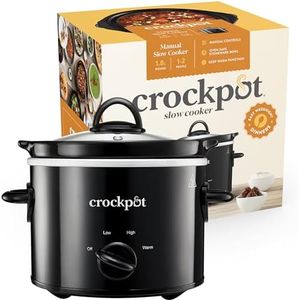 Crock-Pot Slow Cooker | Removable Easy-Clean Ceramic Bowl | 1.8 L Small Slow Cooker (Serves 1-2 People) | Energy Efficient | Black [CSC080]