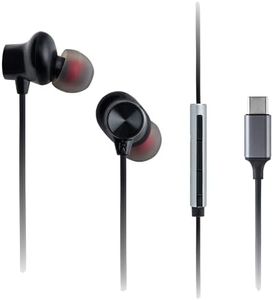 Panasonic RP-TCM225DEK USB-C Earbuds, in-Ear Earbuds, Wired Headphones with Built-in Microphone & Control, Powerful Bass, Customizable Fit, 1.2m Cable, Black
